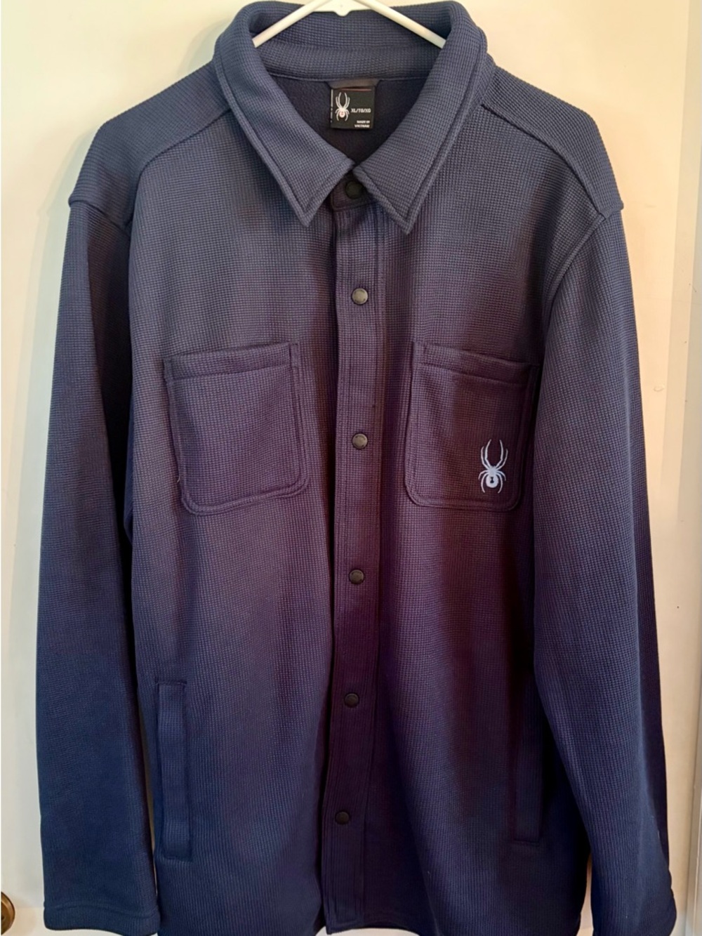 Spyder Navy Waffle Knit Snap-Front Shirt Jacket